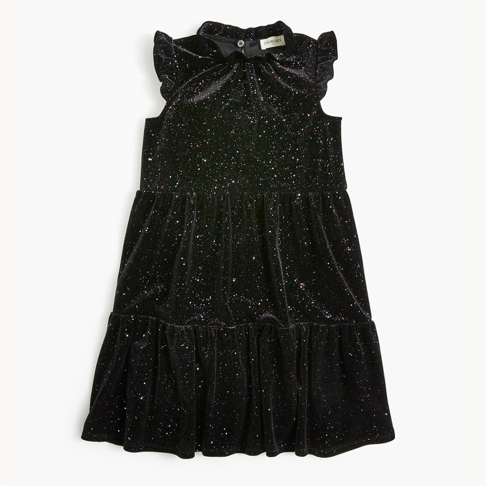 J. Crew Crewcuts Girls' velvet sparkle tiered ruffle sleeveless dress size 6